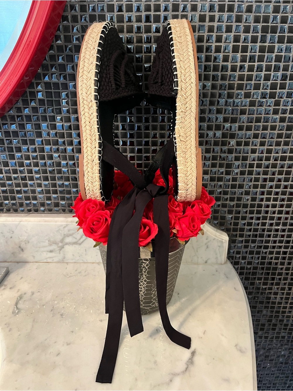 NEW Black Woven macrame Espadrille Sandals with lace up ankle ties - Picture 6 of 15